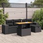 Set sofás jardín y cojines 6 pzas ratán sintético acacia negro de , Conjuntos de jardín - Ref: Foro24-3328077, Precio: 436,83...