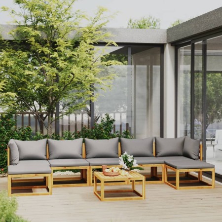 Muebles de jardín 8 pzas cojines madera maciza de acacia de vidaXL, Conjuntos de jardín - Ref: Foro24-3057630, Precio: 914,71...