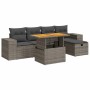 Set sofás jardín y cojines 6 pzas ratán sintético acacia gris de , Conjuntos de jardín - Ref: Foro24-3328082, Precio: 413,83 ...