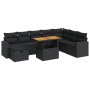 Set sofás jardín y cojines 9 pzas ratán sintético acacia negro de , Conjuntos de jardín - Ref: Foro24-3328014, Precio: 627,49...