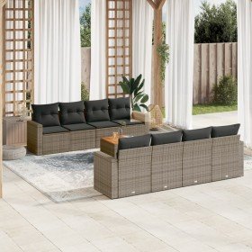 Set de muebles de jardín 9 pzas y cojines ratán sintético gris en Conjuntos de jardín | Comprar online en Foru.es