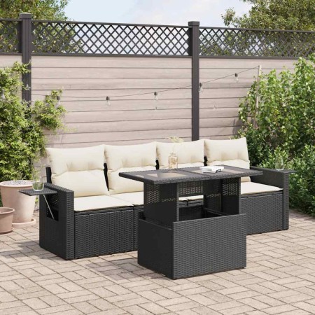 Set de muebles de jardín 5 pzas y cojines ratán sintético negro de , Conjuntos de jardín - Ref: Foro24-3326397, Precio: 354,4...