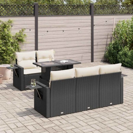 Set de sofás de jardín 6 piezas y cojines ratán sintético negro de , Conjuntos de jardín - Ref: Foro24-3326407, Precio: 462,7...