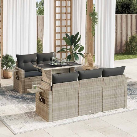 Set de sofás de jardín 6 pzas y cojines ratán sintético gris de , Conjuntos de jardín - Ref: Foro24-3326413, Precio: 474,43 €...