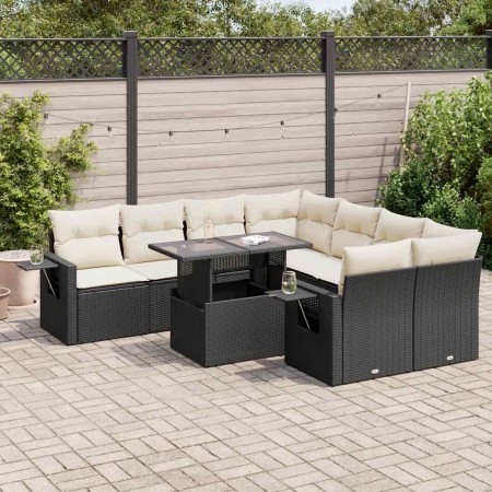 Set de sofás de jardín con cojines 9 pzas ratán sintético negro de , Conjuntos de jardín - Ref: Foro24-3326447, Precio: 603,9...