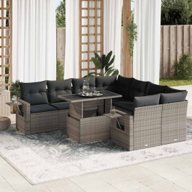 Set de sofás de jardín con cojines 9 pzas ratán sintético gris de , Conjuntos de jardín - Ref: Foro24-3326451, Precio: 617,45...