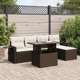 Set sofás de jardín 6 piezas y cojines ratán sintético marrón de , Conjuntos de jardín - Ref: Foro24-3326464, Precio: 426,05 ...
