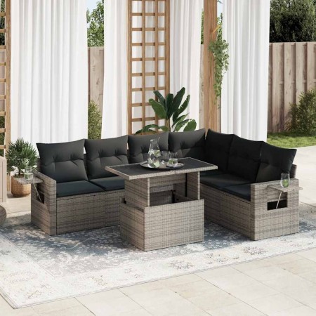 Set de sofás de jardín 7 pzas con cojines ratán sintético gris de , Conjuntos de jardín - Ref: Foro24-3326491, Precio: 490,29...