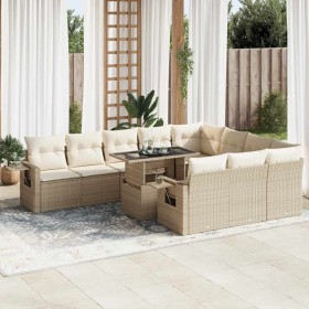 Set de sofás de jardín 11pzas con cojines ratán sintético beige de , Conjuntos de jardín - Ref: Foro24-3326549, Precio: 811,0...
