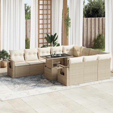 Set de sofás de jardín 11pzas con cojines ratán sintético beige de , Conjuntos de jardín - Ref: Foro24-3326549, Precio: 811,0...