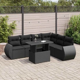 Set de sofás de jardín 7 pzas con cojines ratán sintético negro de , Conjuntos de jardín - Ref: Foro24-3326646, Precio: 518,5...