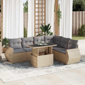 Set sofás de jardín 7 piezas y cojines ratán sintético beige de , Conjuntos de jardín - Ref: Foro24-3326650, Precio: 529,34 €...