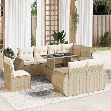 Set de sofás de jardín con cojines 9 pzas ratán sintético beige de , Conjuntos de jardín - Ref: Foro24-3326659, Precio: 777,1...