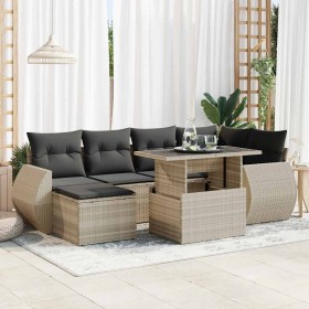 Set de sofás de jardín 7 pzas con cojines ratán PE gris claro de , Conjuntos de jardín - Ref: Foro24-3326673, Precio: 522,53 ...