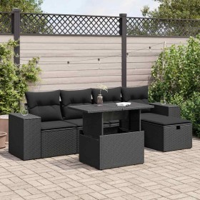 Set de sofás de jardín 6 piezas y cojines ratán sintético negro de , Conjuntos de jardín - Ref: Foro24-3327925, Precio: 441,2...