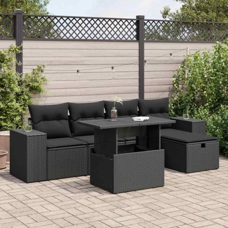 Set de sofás de jardín 6 piezas y cojines ratán sintético negro de , Conjuntos de jardín - Ref: Foro24-3327925, Precio: 441,2...