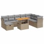 Set sofás jardín y cojines 9 pzas ratán sintético acacia beige de , Conjuntos de jardín - Ref: Foro24-3327990, Precio: 612,85...