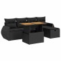 Set sofás jardín y cojines 6 pzas ratán sintético acacia negro de , Conjuntos de jardín - Ref: Foro24-3328049, Precio: 429,82...