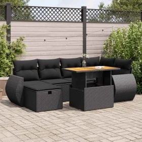 Set sofás jardín y cojines 8 pzas ratán sintético acacia negro de , Conjuntos de jardín - Ref: Foro24-3328056, Precio: 491,49...