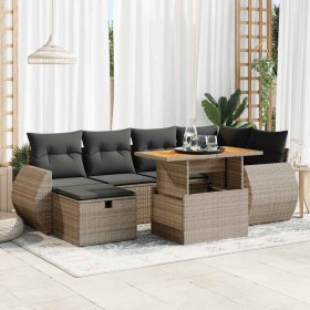 Set sofás jardín y cojines 8 pzas ratán sintético acacia gris de , Conjuntos de jardín - Ref: Foro24-3328061, Precio: 519,13 ...