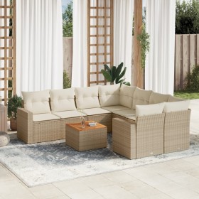 Set de sofás de jardín 9 pzas con cojines ratán sintético beige en Conjuntos de jardín | Comprar online en Foru.es