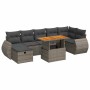 Set sofás jardín y cojines 5 pzas ratán sintético acacia gris de , Conjuntos de jardín - Ref: Foro24-3328068, Precio: 560,11 ...