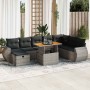 Set sofás jardín y cojines 9 pzas ratán sintético acacia gris de , Conjuntos de jardín - Ref: Foro24-3328075, Precio: 588,59 ...