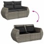 Set sofás jardín y cojines 9 pzas ratán sintético acacia gris de , Conjuntos de jardín - Ref: Foro24-3328075, Precio: 588,59 ...
