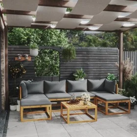 Muebles de jardín 7 pzas cojines madera maciza de acacia de vidaXL, Conjuntos de jardín - Ref: Foro24-3057621, Precio: 692,04...