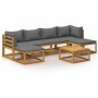Muebles de jardín 7 pzas cojines madera maciza de acacia de vidaXL, Conjuntos de jardín - Ref: Foro24-3057621, Precio: 664,71...