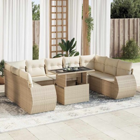 Juego de sofás jardín con cojines beige 10 pzas ratán sintético de , Conjuntos de jardín - Ref: Foro24-3326699, Precio: 842,7...