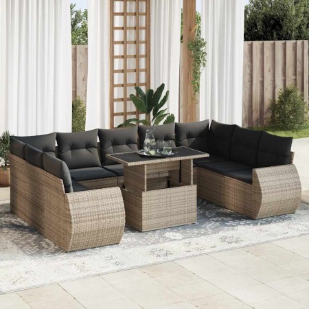 Set de sofás de jardín y cojines 10 pzas ratán sintético gris de , Conjuntos de jardín - Ref: Foro24-3326701, Precio: 731,86 ...