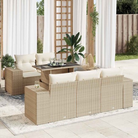 Juego de sofás jardín con cojines 6 pzas ratán sintético beige de , Conjuntos de jardín - Ref: Foro24-3326729, Precio: 572,50...