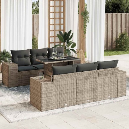 Set de sofás de jardín 7 pzas con cojines ratán sintético gris de , Conjuntos de jardín - Ref: Foro24-3326741, Precio: 534,92...