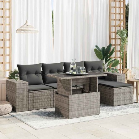 Set de muebles de jardín 6 pzas y cojines ratán sintético gris de , Conjuntos de jardín - Ref: Foro24-3326781, Precio: 421,24...