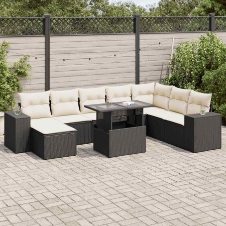 Set de sofás de jardín con cojines 9 pzas ratán sintético negro de , Conjuntos de jardín - Ref: Foro24-3326847, Precio: 577,8...
