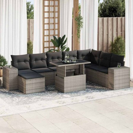 Set de sofás de jardín con cojines 9 pzas ratán sintético gris de , Conjuntos de jardín - Ref: Foro24-3326851, Precio: 622,36...