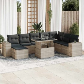 Set muebles jardín 9 pzas y cojines ratán sintético gris claro de , Conjuntos de jardín - Ref: Foro24-3326853, Precio: 661,13...