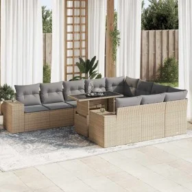 Set de sofás de jardín 11pzas con cojines ratán sintético beige de , Conjuntos de jardín - Ref: Foro24-3326870, Precio: 806,9...