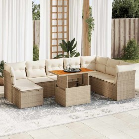 Set de sofás de jardín con cojines 9 pzas ratán sintético beige de , Conjuntos de jardín - Ref: Foro24-3326963, Precio: 650,3...