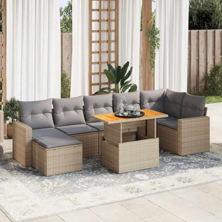 Set de sofás de jardín y cojines 8 piezas ratán sintético beige de , Conjuntos de jardín - Ref: Foro24-3327069, Precio: 576,0...
