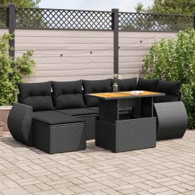 Set de sofás de jardín 7 pzas con cojines ratán sintético negro de , Conjuntos de jardín - Ref: Foro24-3327282, Precio: 504,9...