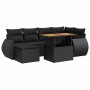 Set de sofás de jardín 7 pzas con cojines ratán sintético negro de , Conjuntos de jardín - Ref: Foro24-3327282, Precio: 504,9...
