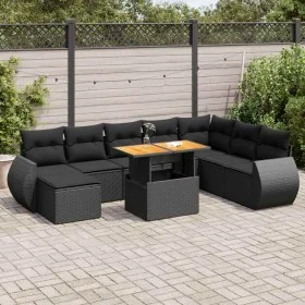 Set de sofás de jardín con cojines 9 pzas ratán sintético negro by , Garden sets - Ref: Foro24-3327296, Price: 586,69 €, Disc...