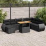 Set de sofás de jardín con cojines 9 pzas ratán sintético negro de , Conjuntos de jardín - Ref: Foro24-3327296, Precio: 604,4...