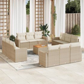 Set sofás de jardín con cojines 13 pzas ratán sintético beige en Conjuntos de jardín | Comprar online en Foru.es