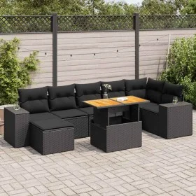 Set de sofás de jardín y cojines 8 piezas ratán sintético negro de , Conjuntos de jardín - Ref: Foro24-3327401, Precio: 556,8...