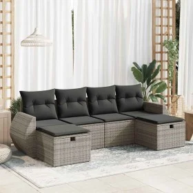 Set de muebles de jardín 6 pzas y cojines ratán sintético gris de , Conjuntos de jardín - Ref: Foro24-3325626, Precio: 377,65...