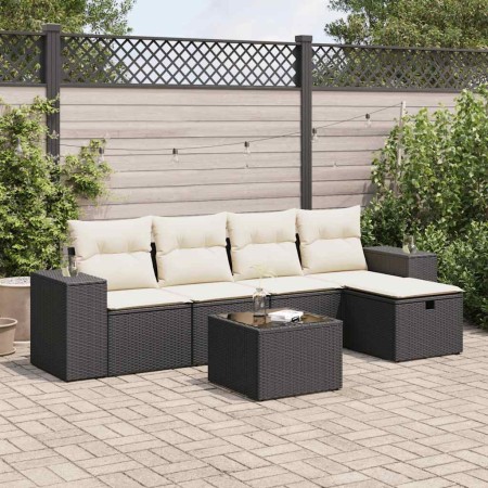 Set de sofás de jardín 6 piezas y cojines ratán sintético negro de , Conjuntos de jardín - Ref: Foro24-3325672, Precio: 364,0...