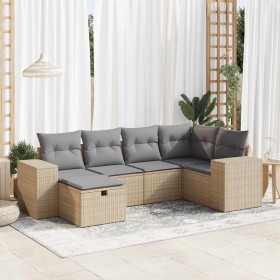 Juego de sofás jardín con cojines 6 pzas ratán sintético beige de , Conjuntos de jardín - Ref: Foro24-3325685, Precio: 437,00...